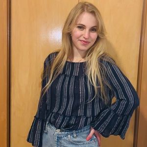 Blue Rain NWT Boho Shimmer Peasant Top